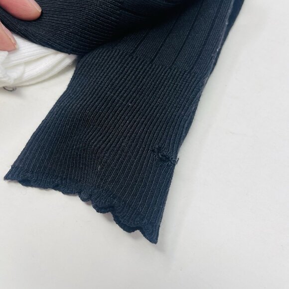 Hue Womens One Size Fits Most Scalloped Turncuff Sock 3 Pairs Black FLAW 688 - Picture 6 of 7